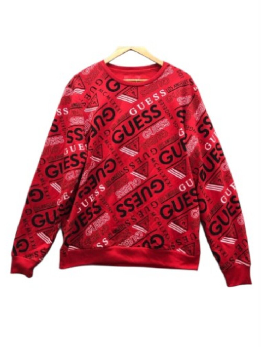 Guess Men’s Red All-Over Logo Crewneck Sweatshirt